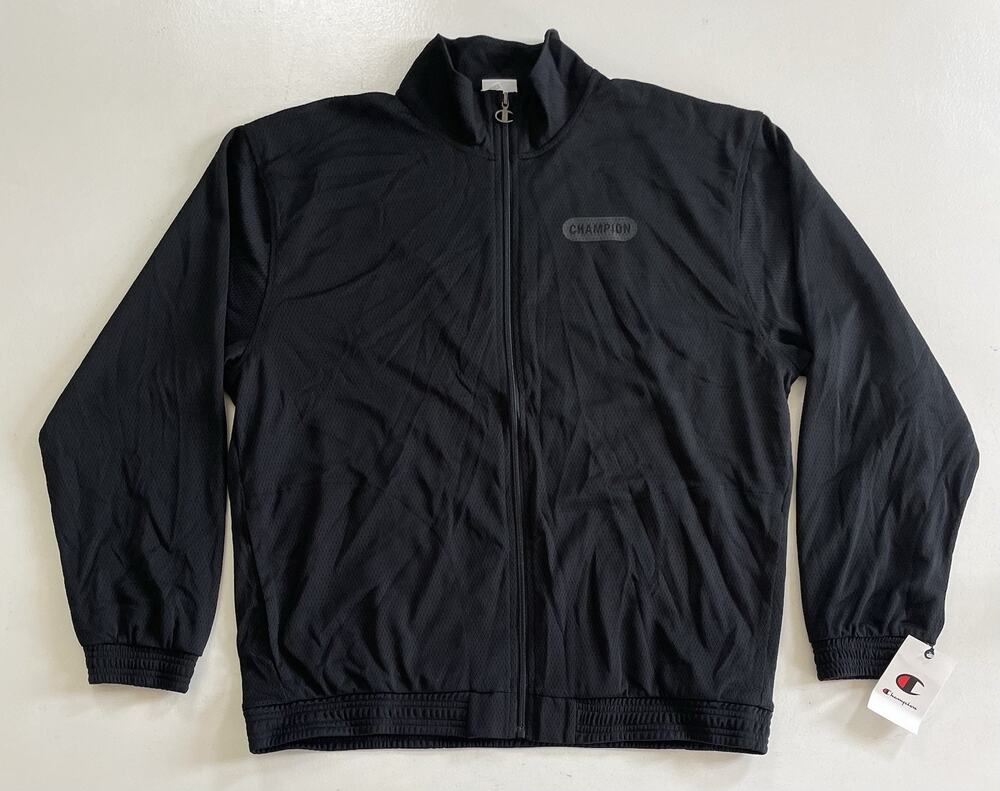 Champion Game Day Attack Mesh Full Zip Track Jacket Mens Large Black $65 NEW